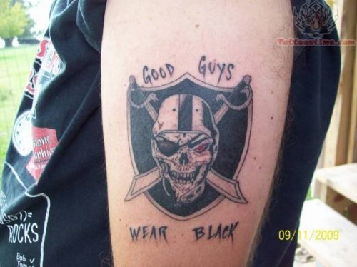 Oakland Raiders Logo Biceps Tattoo